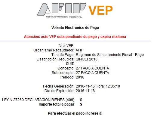 Las deudas se pueden abonar a través de homebenking, generando el VEP anteriormente.