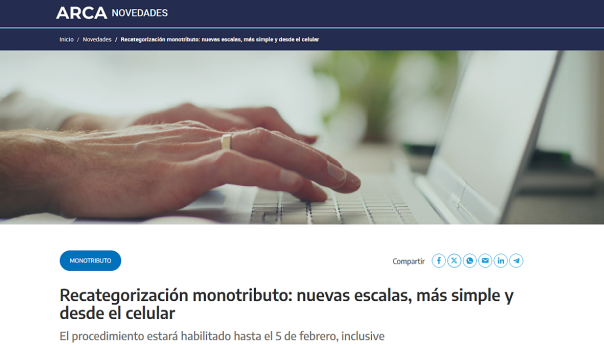 Recategorización del monotributo está habilitada hasta el 5 de febrero: todos los detalles